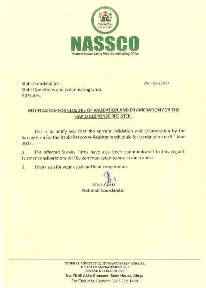 NASSCO Announce Deadline For N5000 RRR Cash Transfer Validation