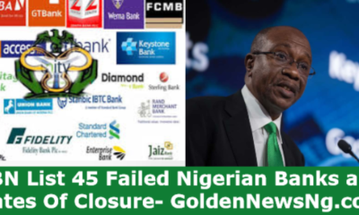 CBN List Of 45 Failed Nigerian Banks